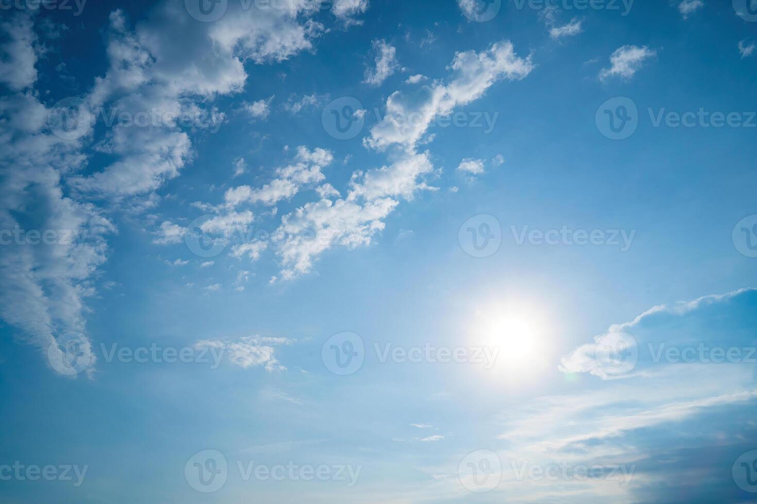 Beautiful view of blue sky with clouds at sunrise. Partly cloudy.Background cloud summer. Cloud summer. Sky cloud clear with sunset. Natural sky cinematic beautiful yellow and white texture background photo