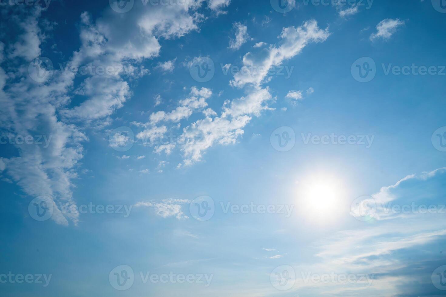 Beautiful view of blue sky with clouds at sunrise. Partly cloudy.Background cloud summer. Cloud summer. Sky cloud clear with sunset. Natural sky cinematic beautiful yellow and white texture background photo