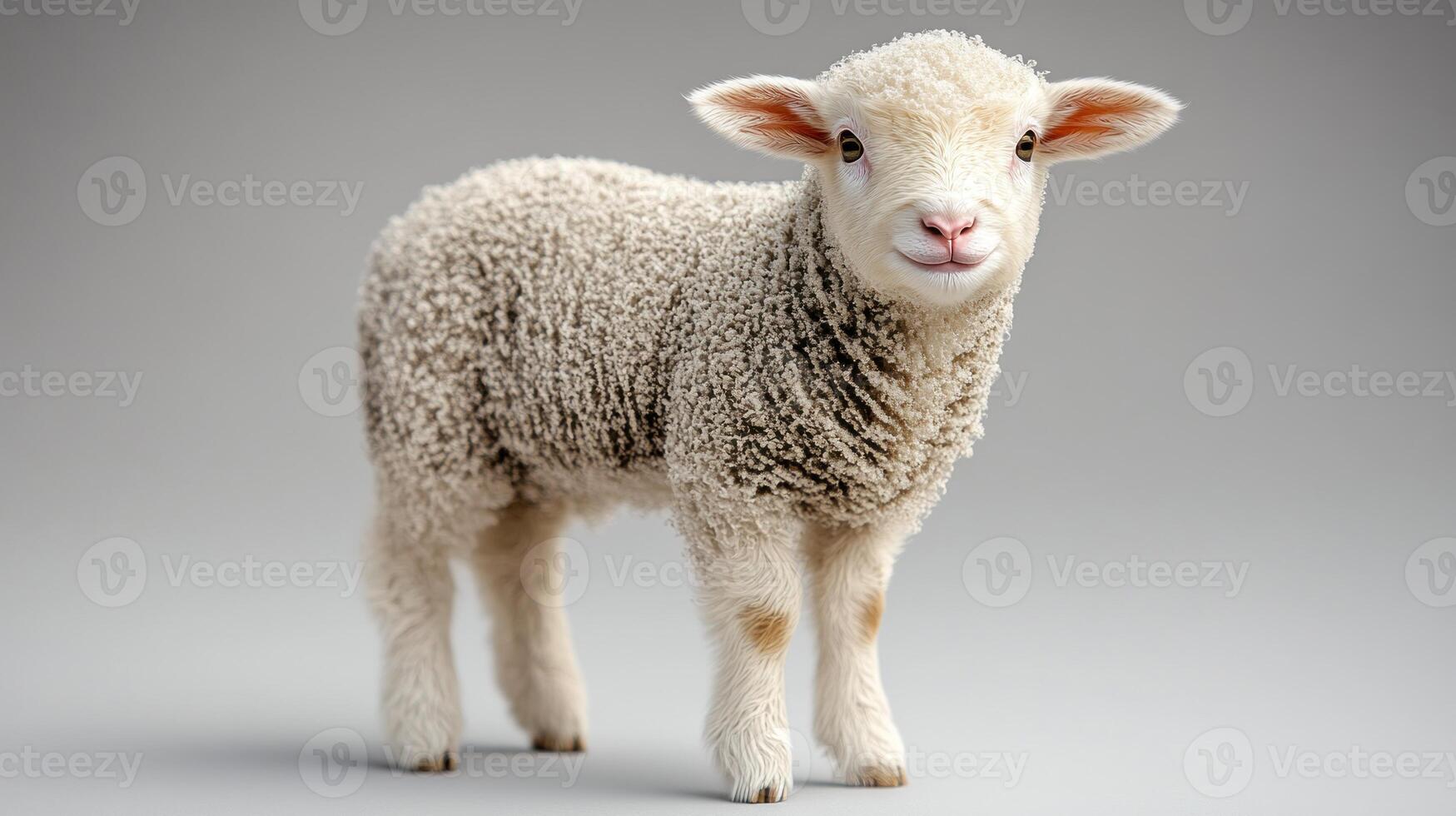 A young lamb poses gracefully with a sweet expression and fluffy coat photo