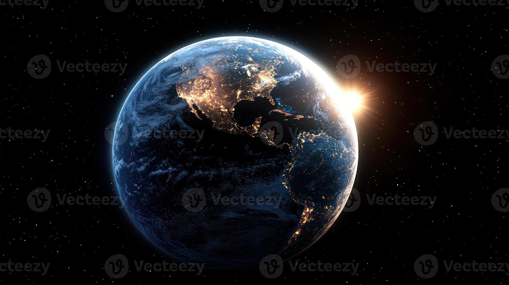 Witness the mesmerizing glow of Earth as daylight breaks over the horizon photo