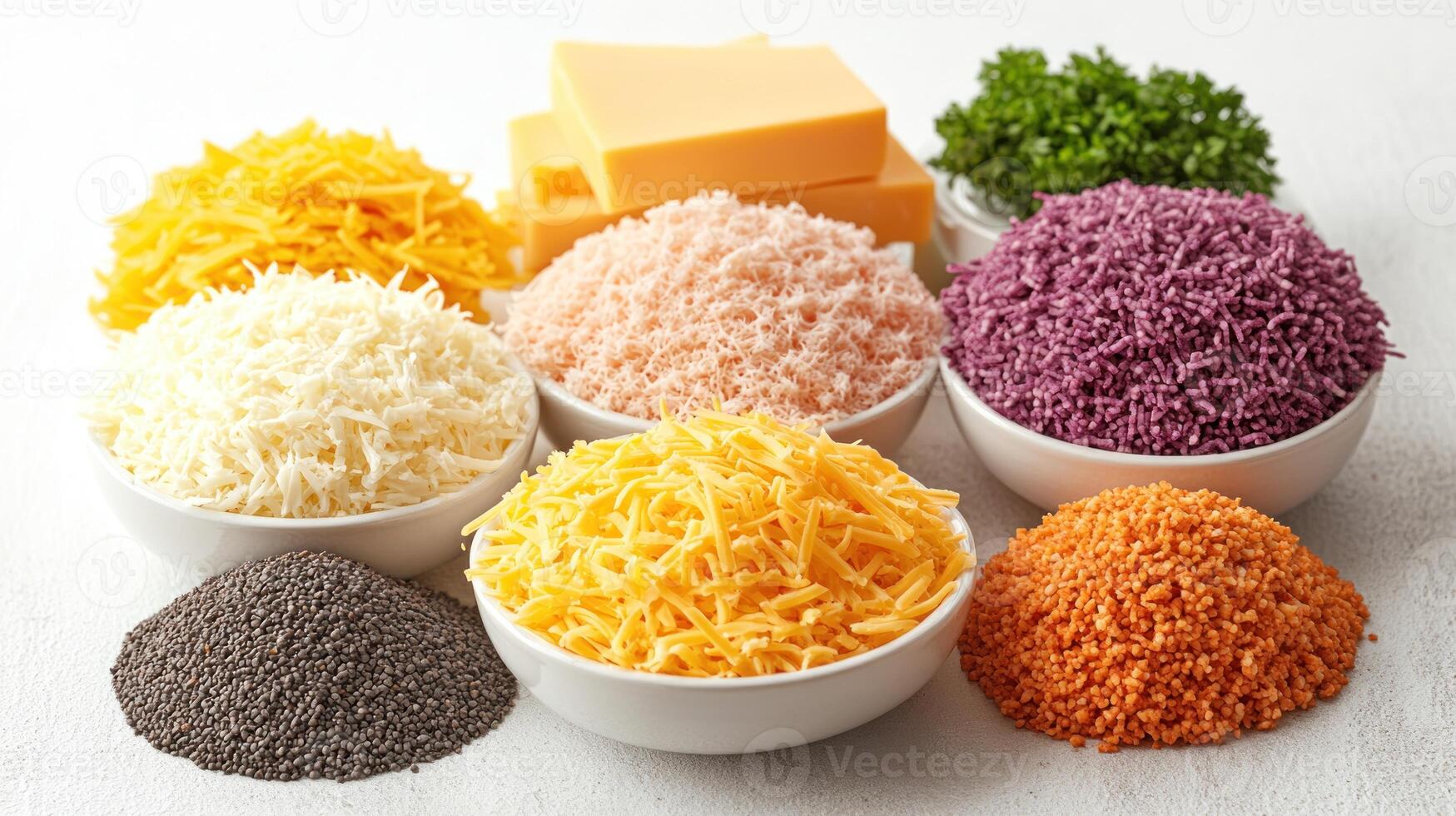 A delightful display of various cheeses and spices invites culinary creativity photo