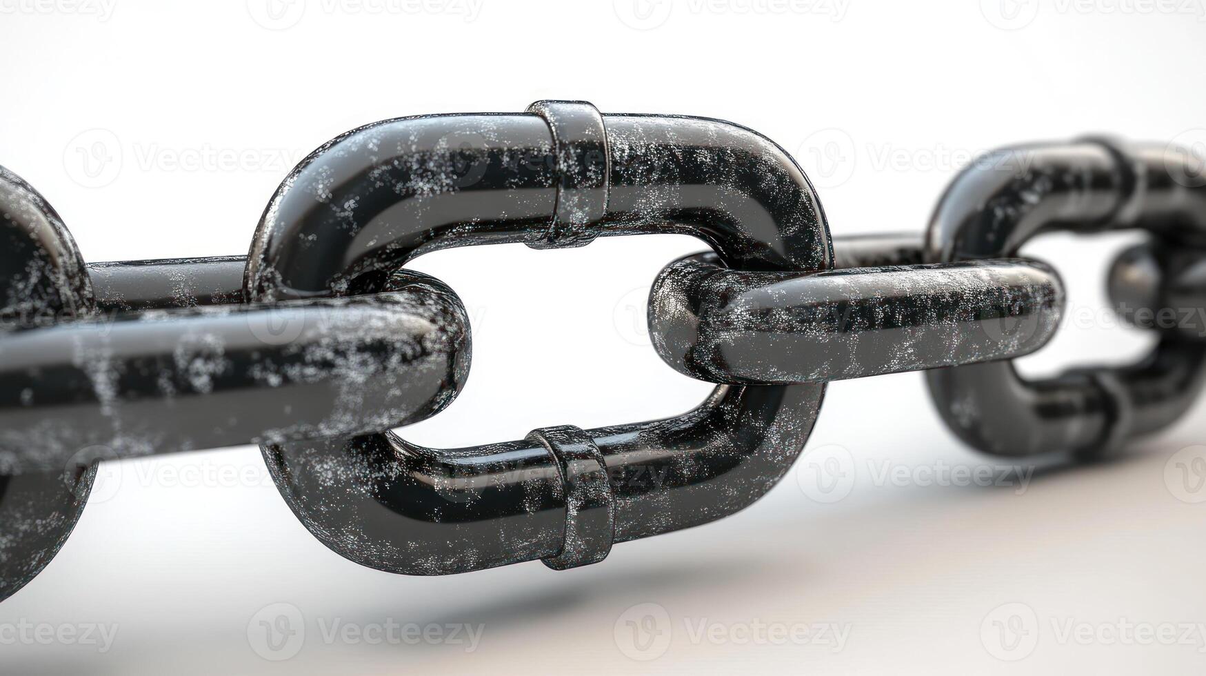 A detailed look at a worn metallic chain link resting on a bright surface photo