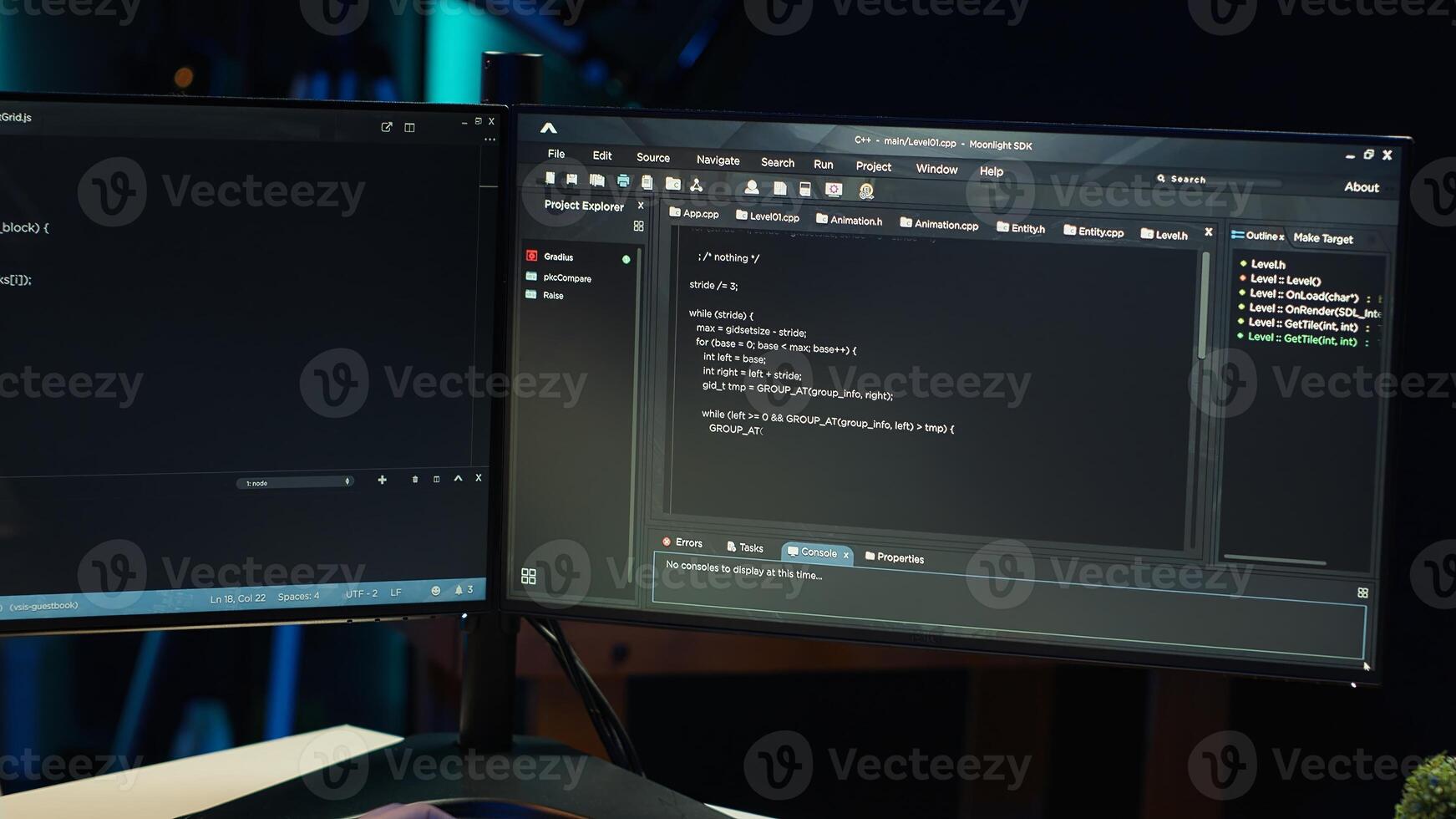 Programmer teleworking from own apartment filtering malicious traffic from cybercriminals attempting to corrupt company data using computer, preventing phishing attacks, camera A photo