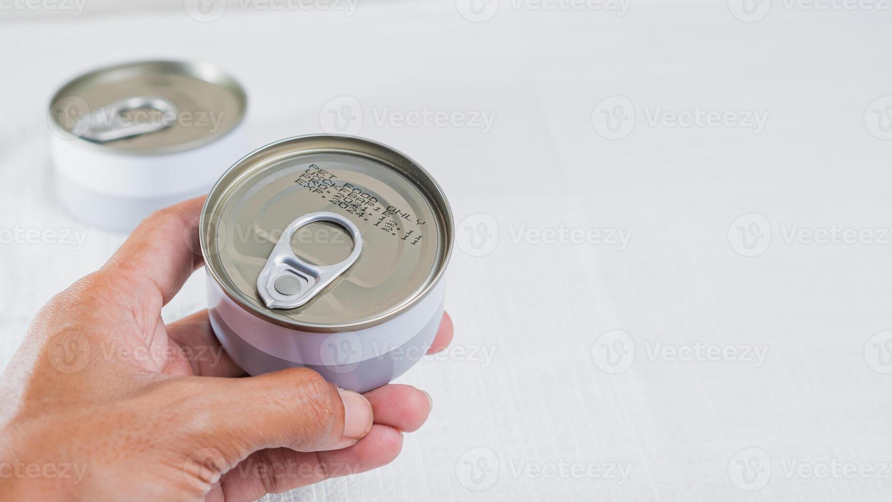 Hand Holding a Can with Pull-Tab Lid photo