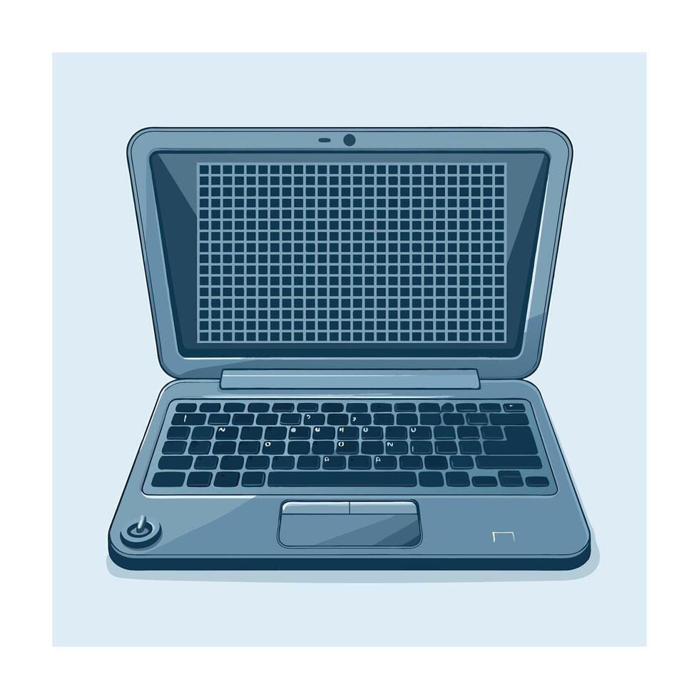 Laptop icon with keyboard and screen details. vector