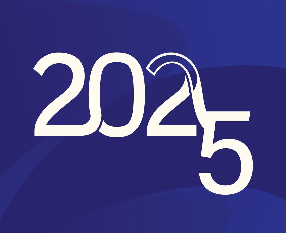 2025 Happy New Year Abstract Blue And White Design Logo Symbol Illustration vector