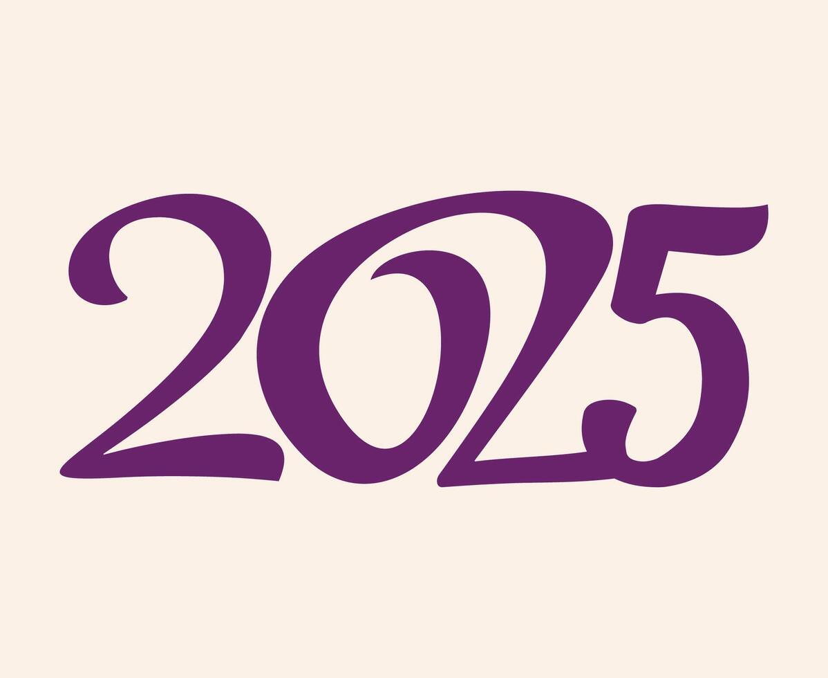 2025 Happy New Year Purple Design Abstract Logo Symbol Illustration vector