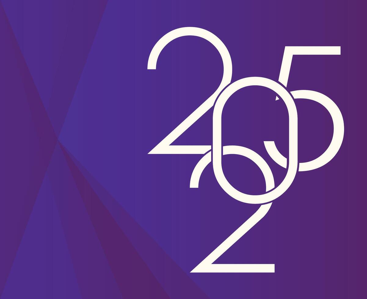 2025 Happy New Year Purple And White Design Abstract Logo Symbol Illustration vector