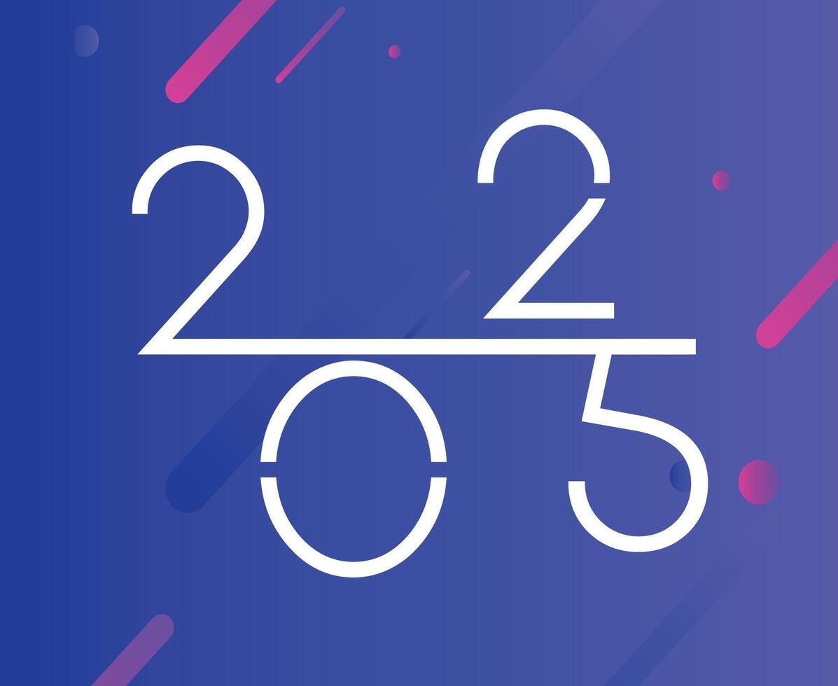 2025 Happy New Year Blue And White Design Abstract Logo Symbol Illustration vector