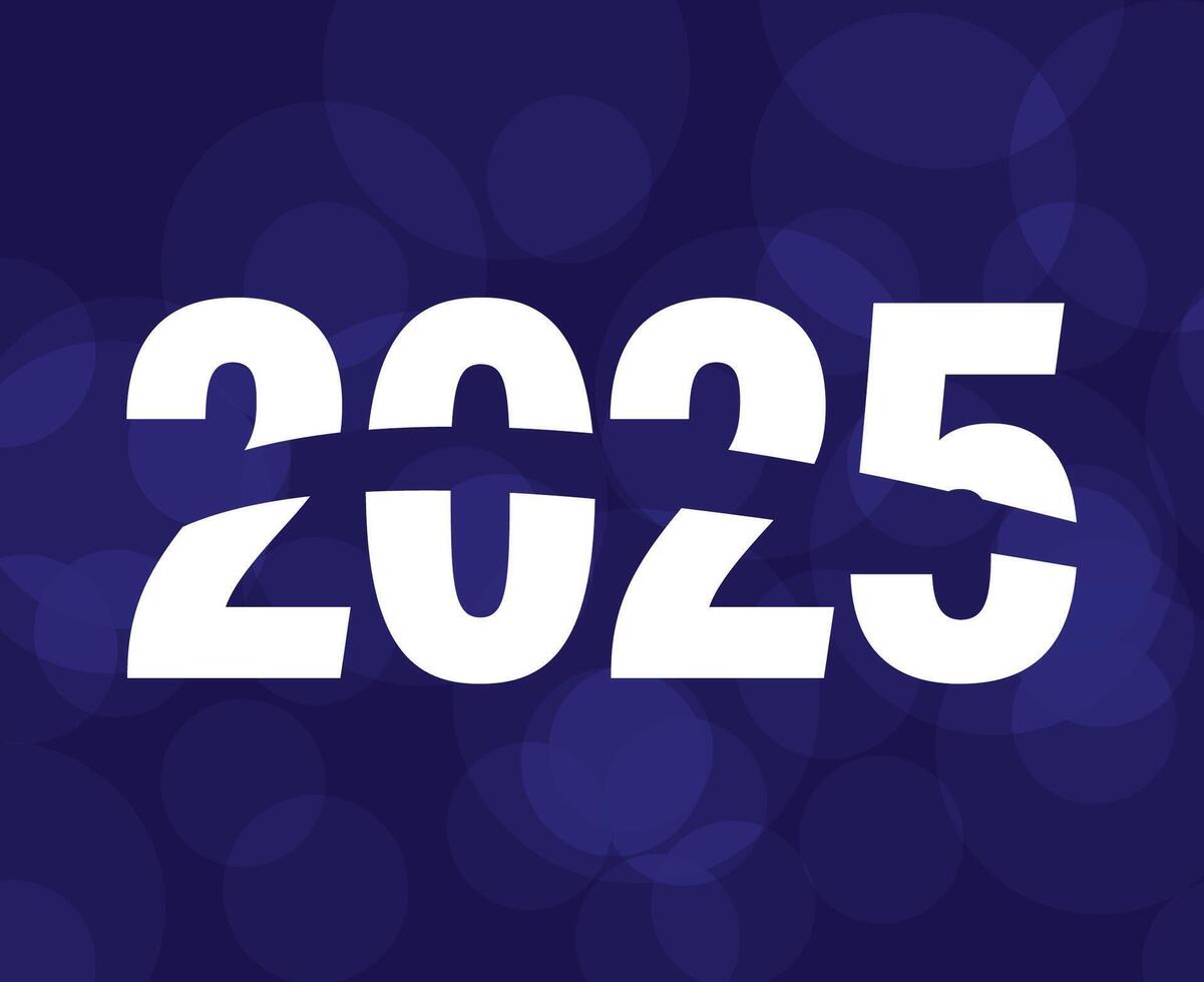 2025 Happy New Year Abstract Blue And White Design Logo Symbol Illustration vector