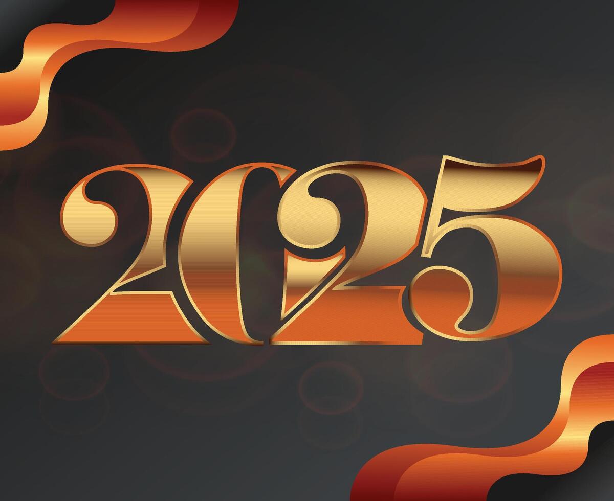 2025 Happy New Year Gold Design Abstract Logo Symbol Illustration vector
