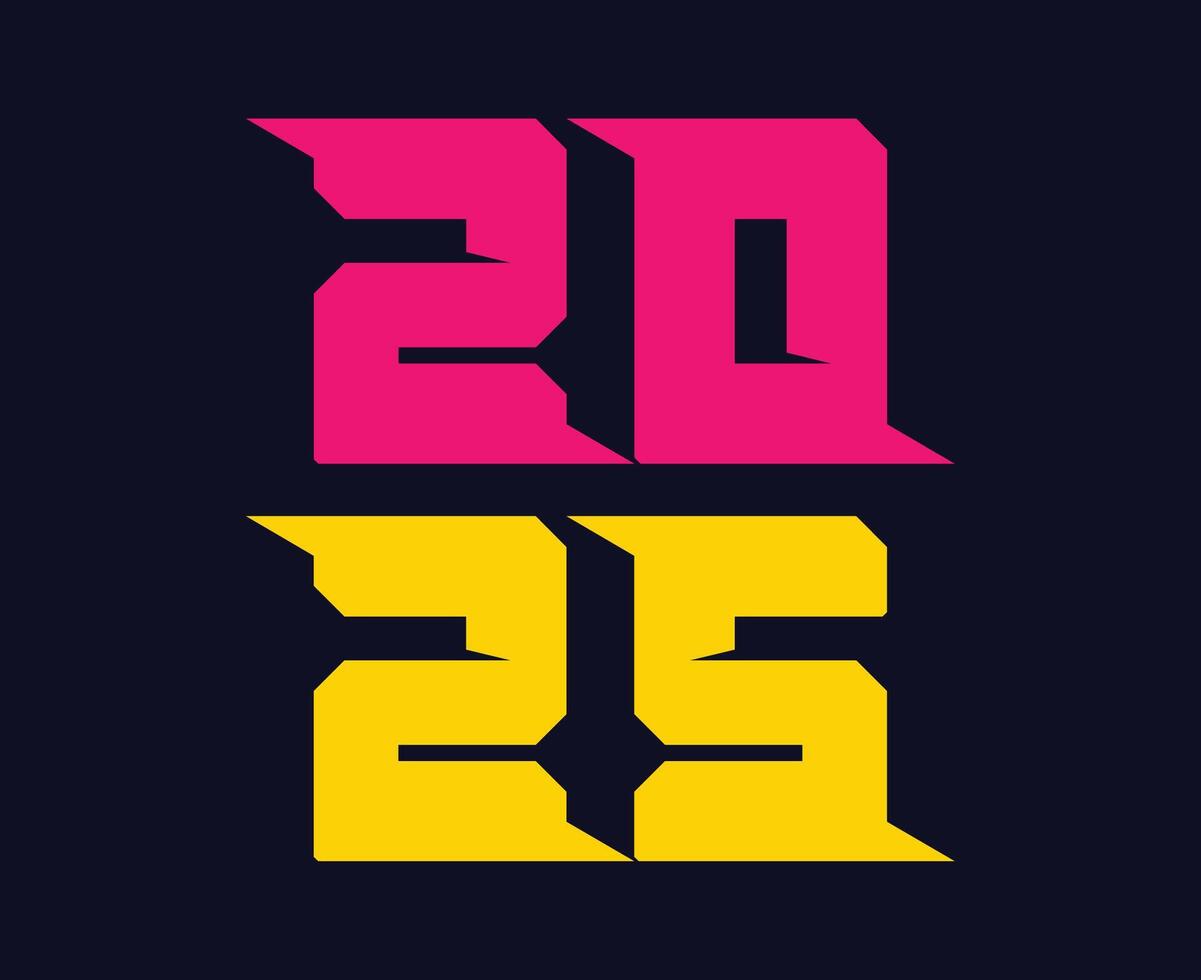 Happy New Year 2025 Abstract Pink And Yellow Design Logo Symbol Illustration vector