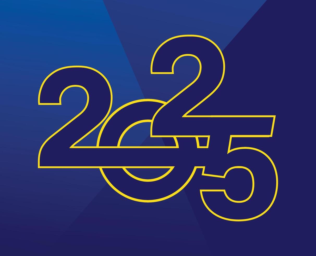 2025 Happy New Year Abstract Blue And Yellow Design Logo Symbol Illustration vector
