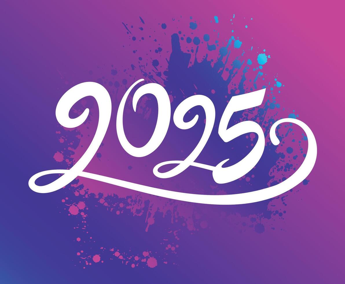 2025 Happy New Year Design Abstract Logo Symbol Illustration With Purple Background vector