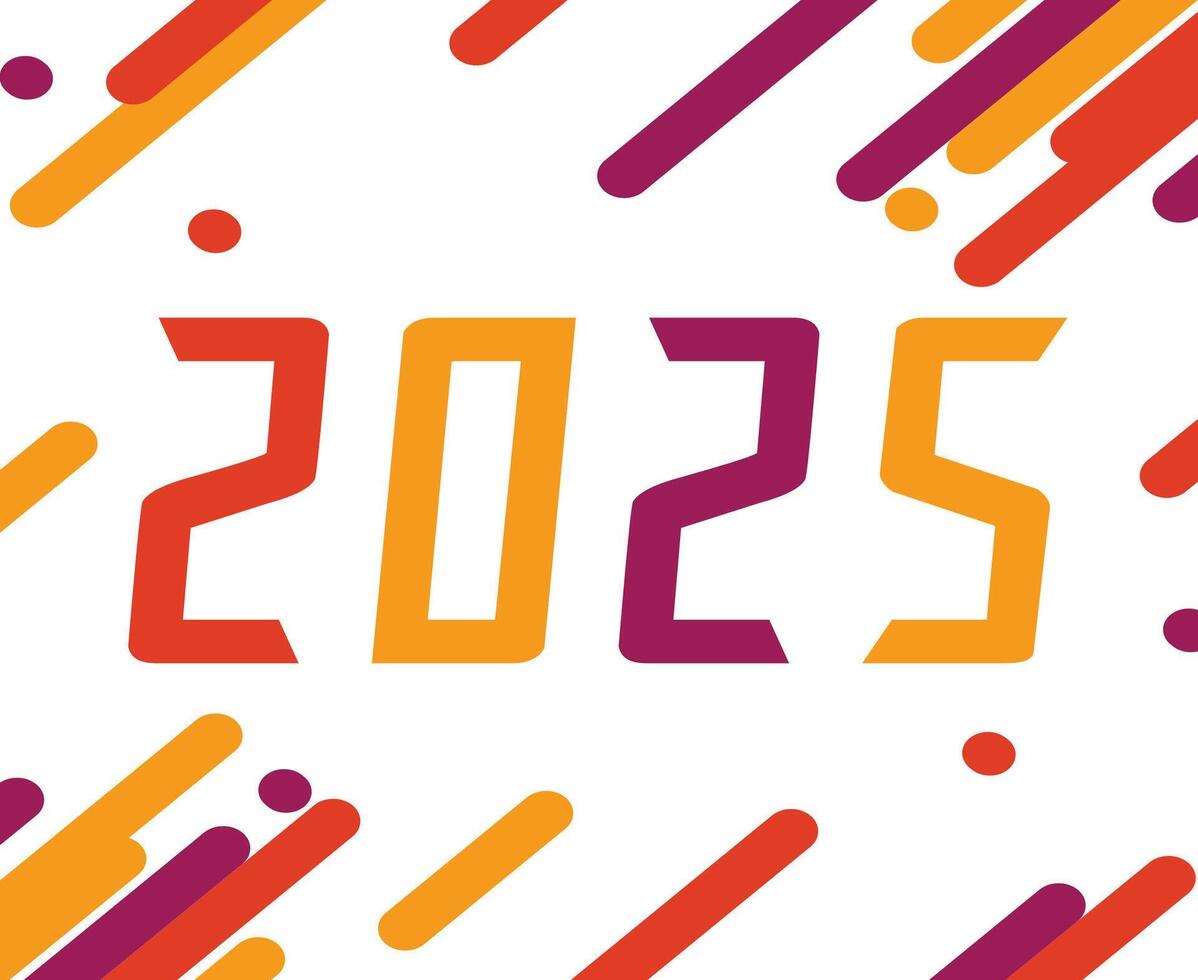 Happy New Year 2025 Abstract Festive Purple And Orange Design Logo Symbol Illustration vector