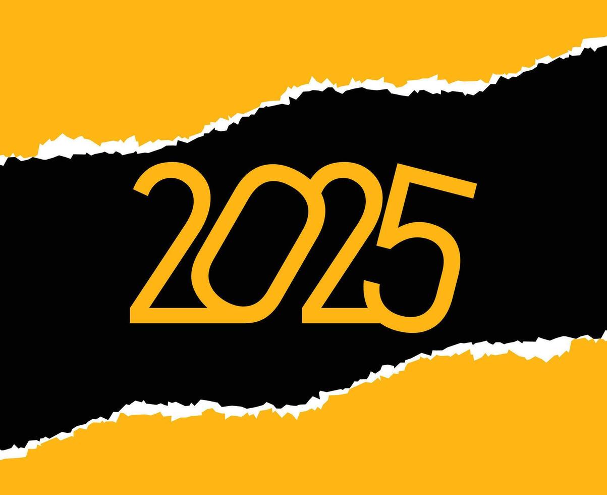 2025 Happy New Year Yellow And Black Design Abstract Logo Symbol Illustration vector