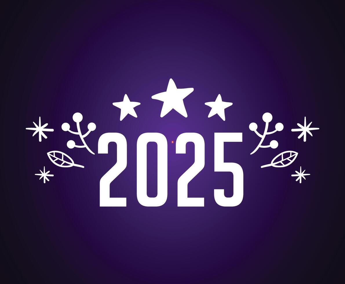 Happy New Year 2025 Abstract Festive Purple And White Design Logo Symbol Illustration vector