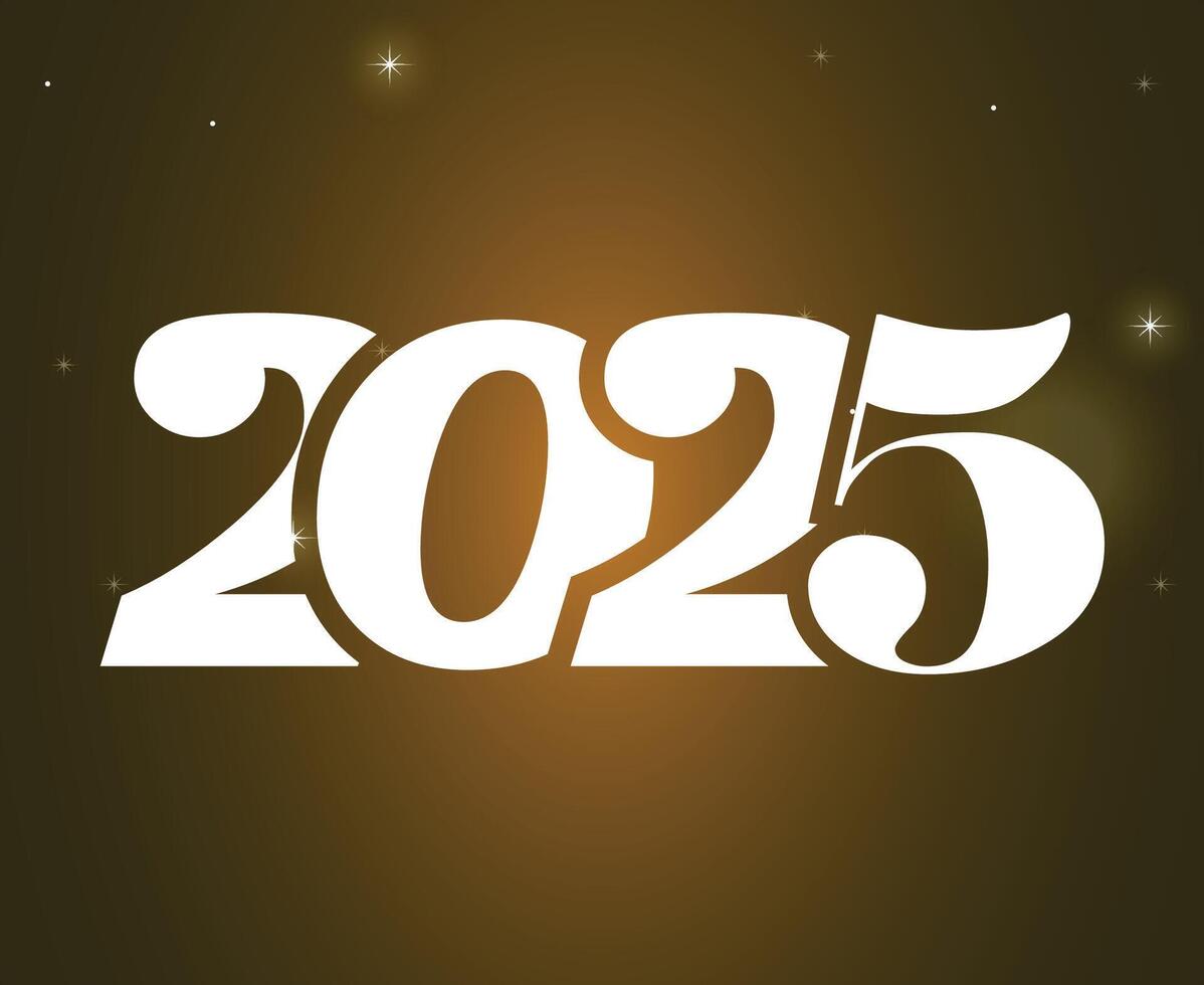 2025 Happy New Year Yellow And White Design Elegant Abstract Logo Symbol Illustration vector