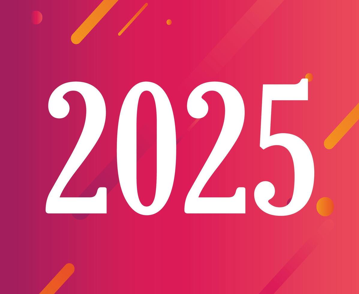 2025 Happy New Year Abstract Pink And White Design Logo Symbol Illustration vector