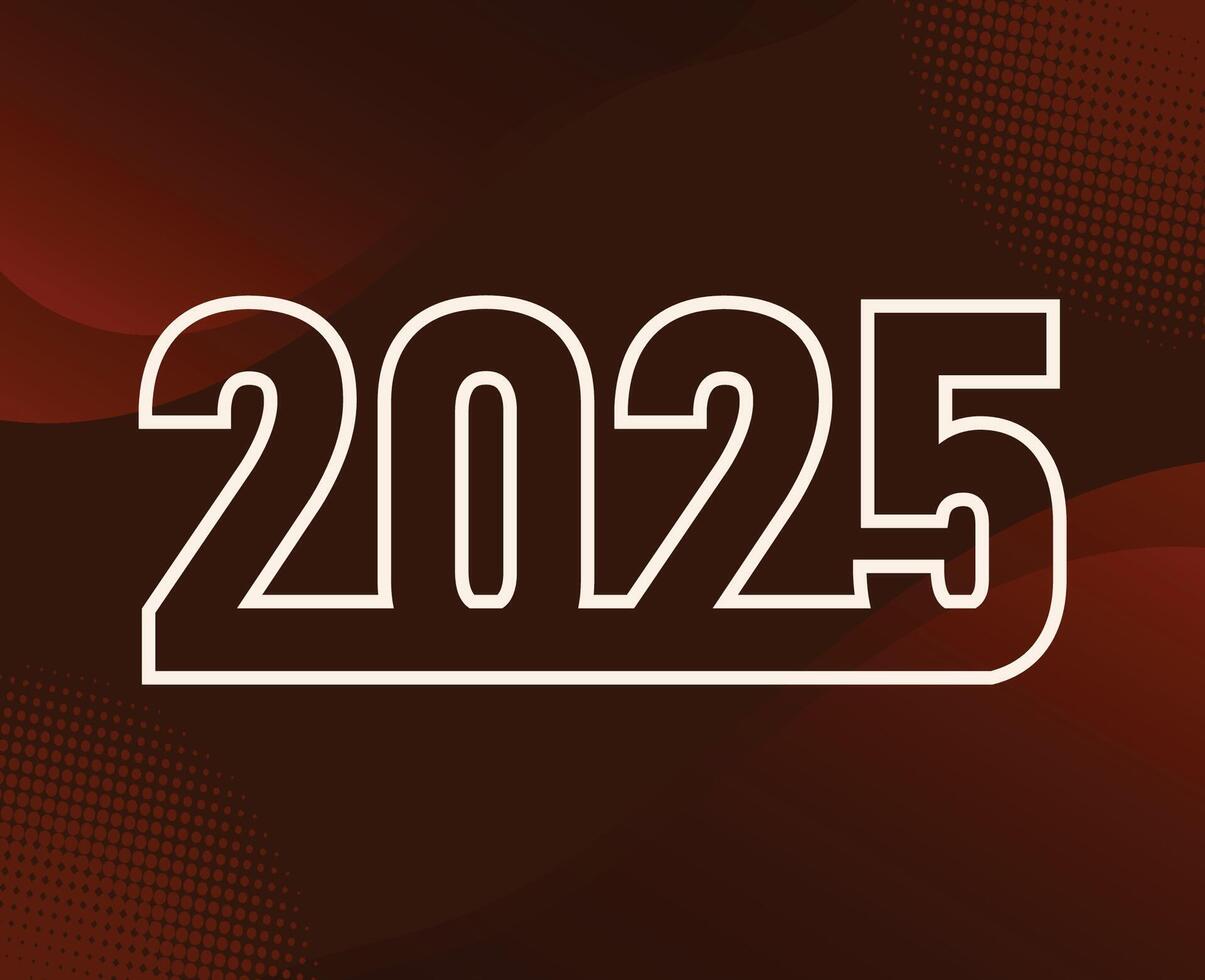 2025 Happy New Year Abstract Brown And White Design Logo Symbol Illustration vector