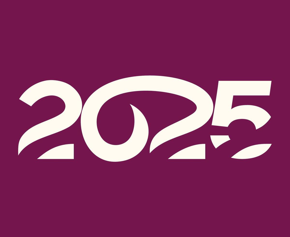 2025 Happy New Year Purple And White Design Elegant Abstract Logo Symbol Illustration vector