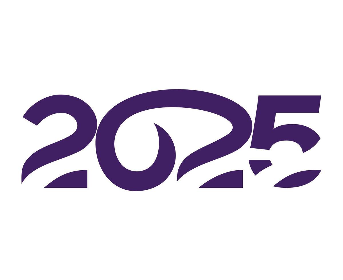 2025 Happy New Year Purple Design Elegant Abstract Logo Symbol Illustration vector