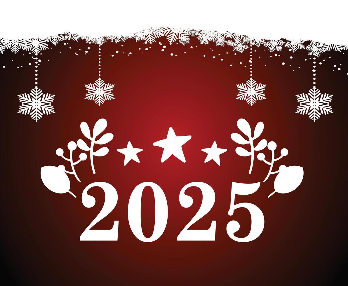 Happy New Year 2025 Abstract Festive Red And White Design Logo Symbol Illustration vector
