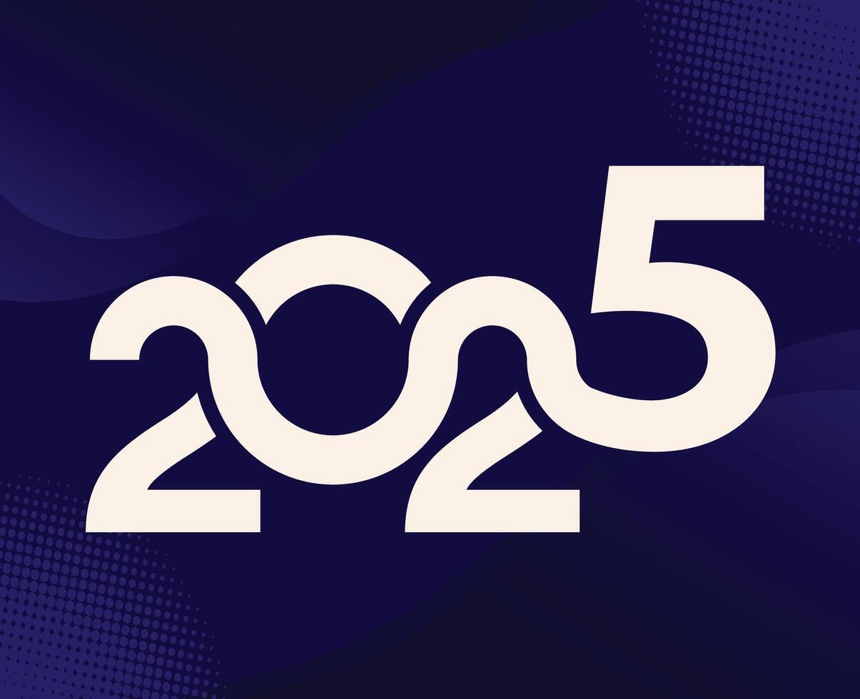Happy New Year 2025 Blue And White Design Abstract Logo Symbol Illustration vector