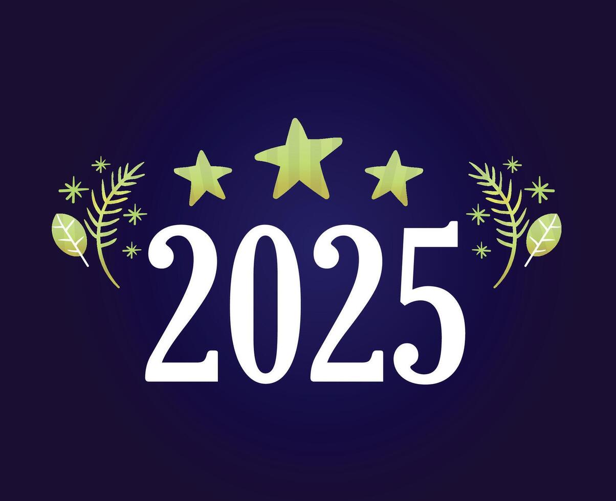Happy New Year 2025 Abstract Festive Design Logo Symbol Illustration With Blue Background vector