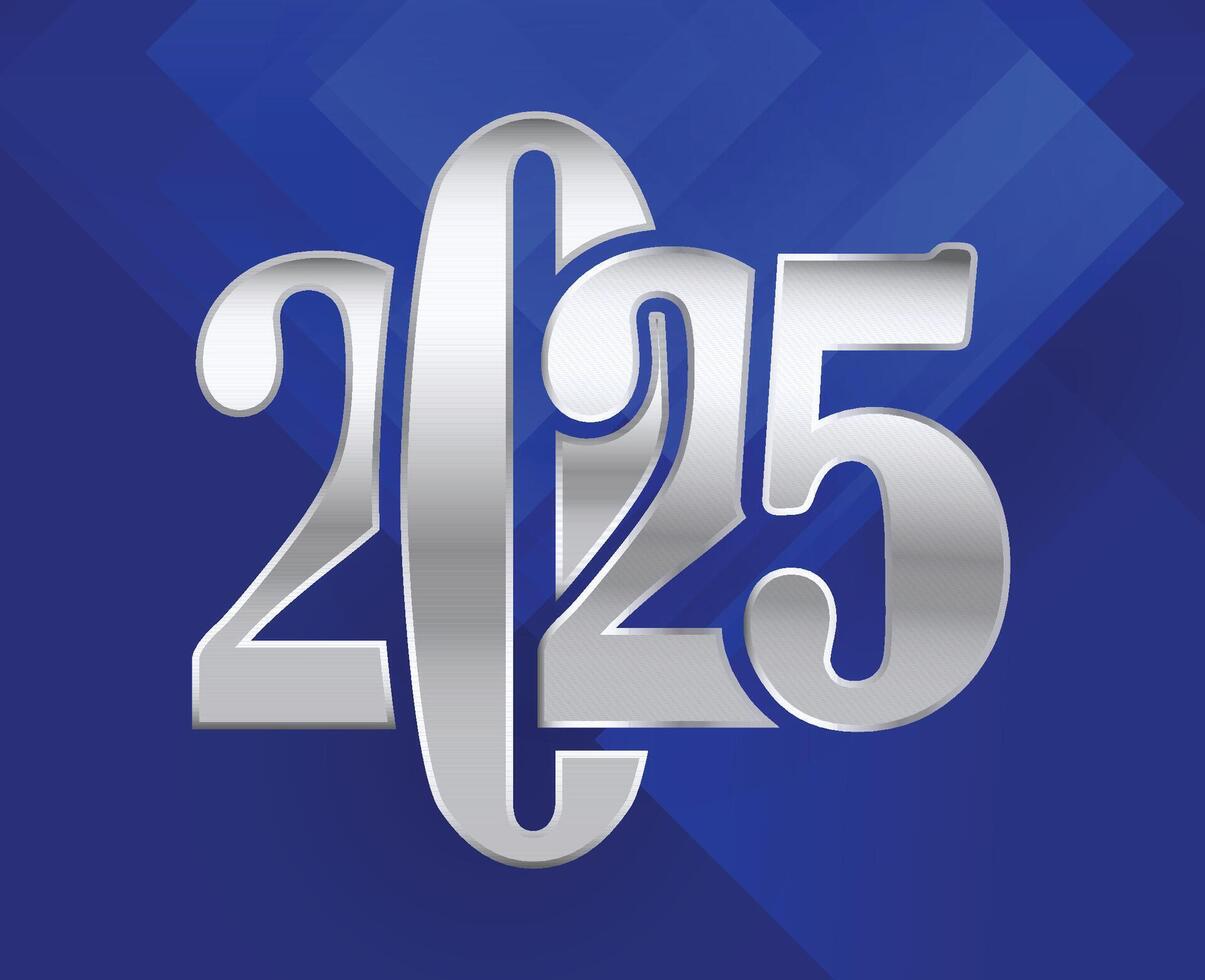 2025 Happy New Year Blue And Gray Design Abstract Logo Symbol Illustration vector