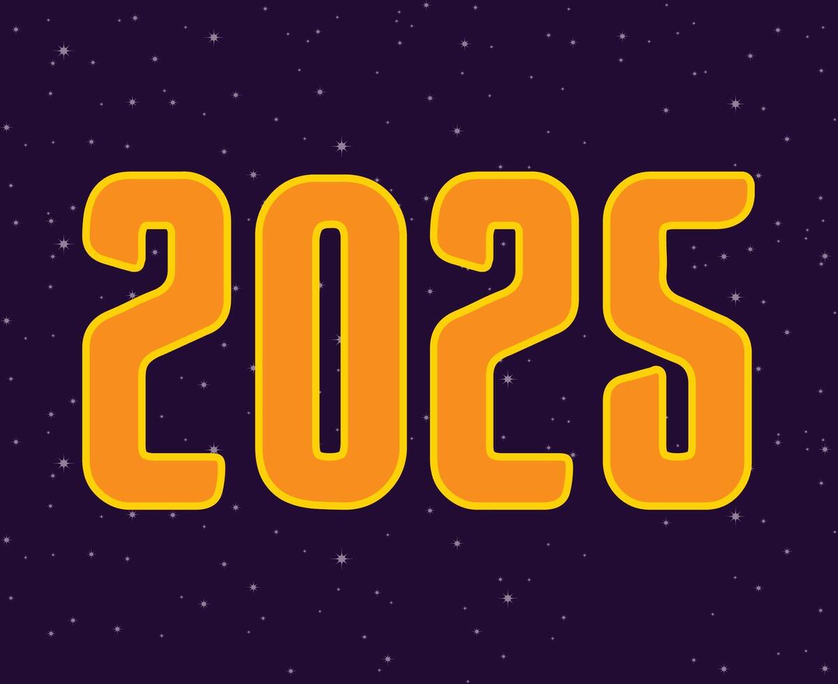 Happy New Year 2025 Abstract Festive Orange And Purple Design Logo Symbol Illustration vector