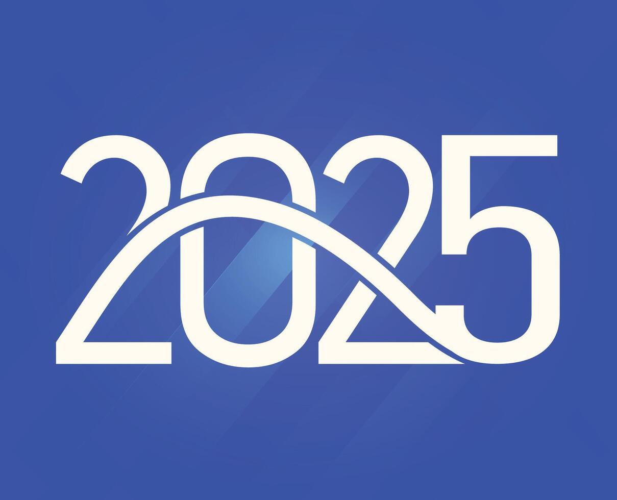 2025 Happy New Year Blue And White Design Abstract Logo Symbol Illustration vector