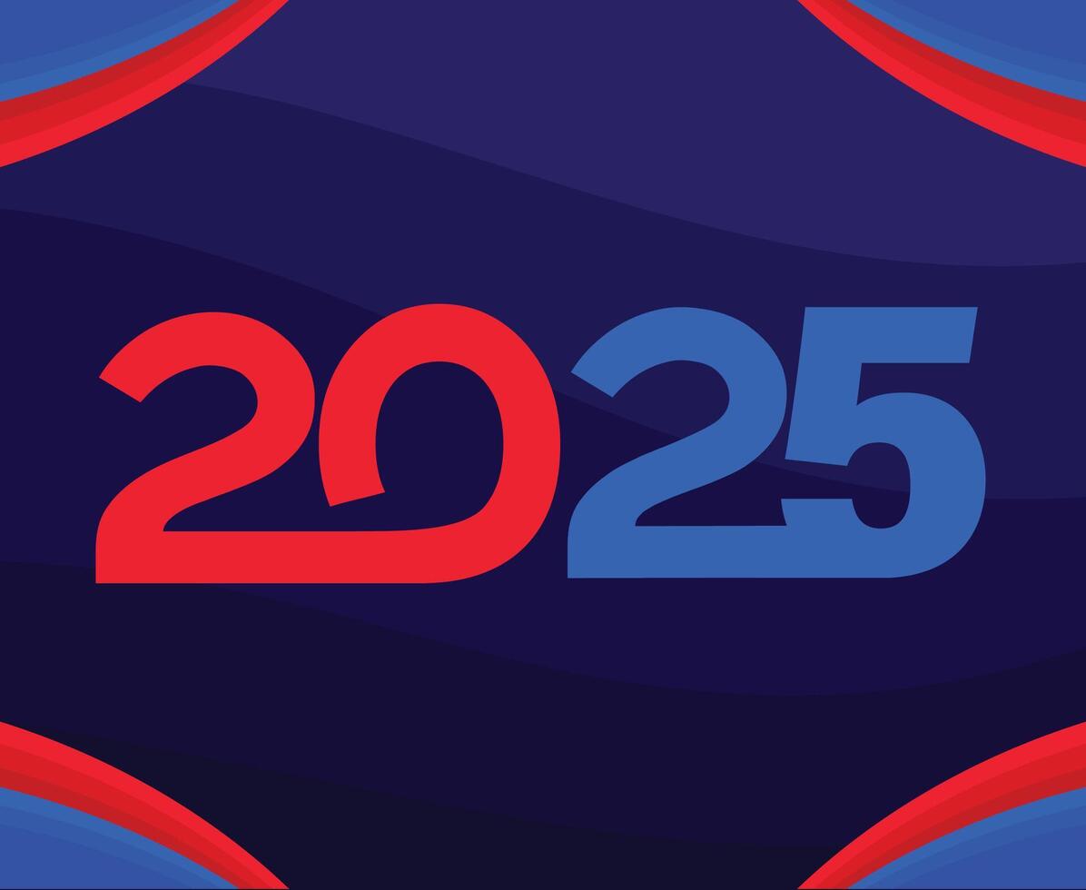 2025 Happy New Year Blue And Red Design Abstract Logo Symbol Illustration vector