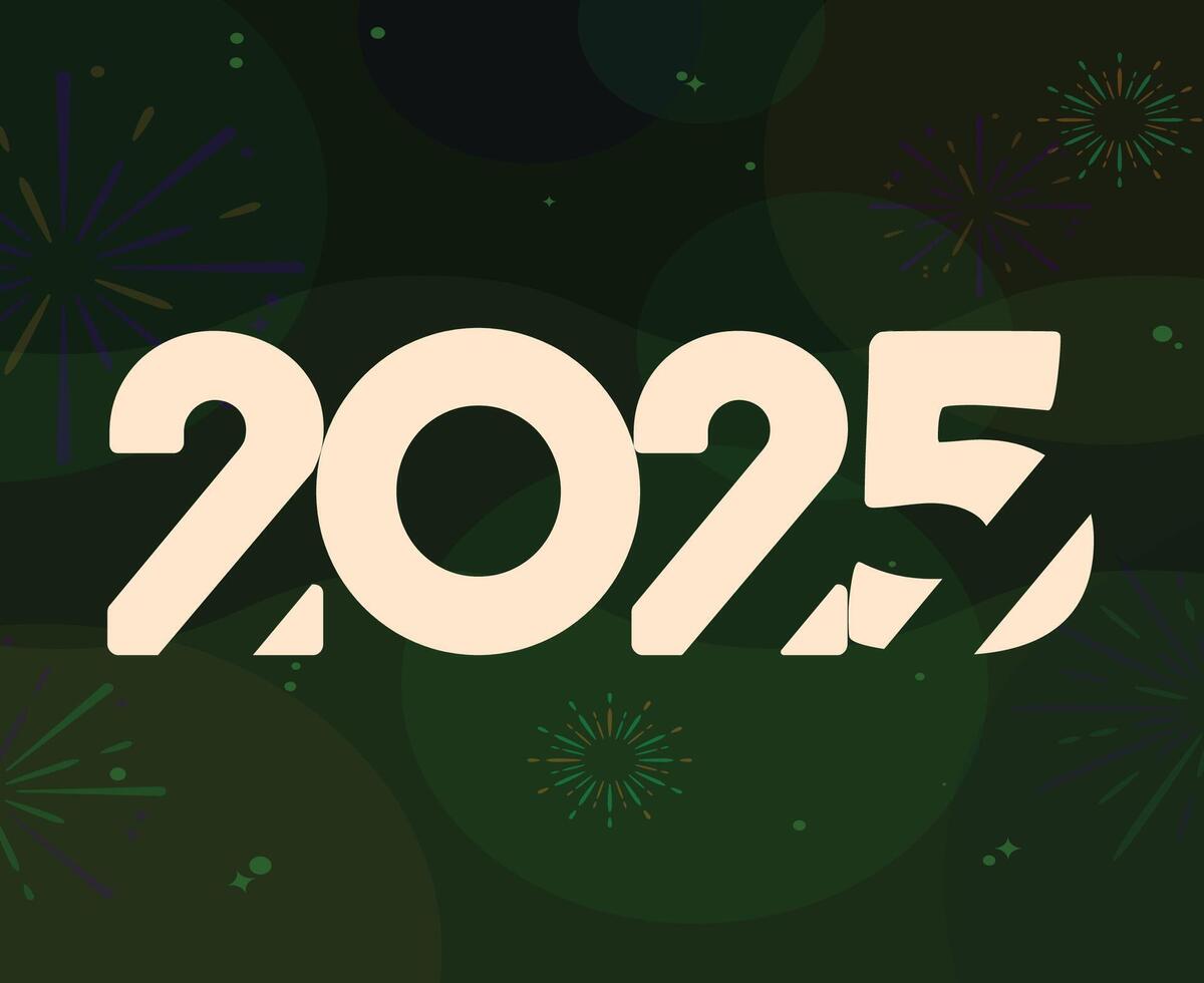 2025 Happy New Year Green And White Design Elegant Abstract Logo Symbol Illustration vector
