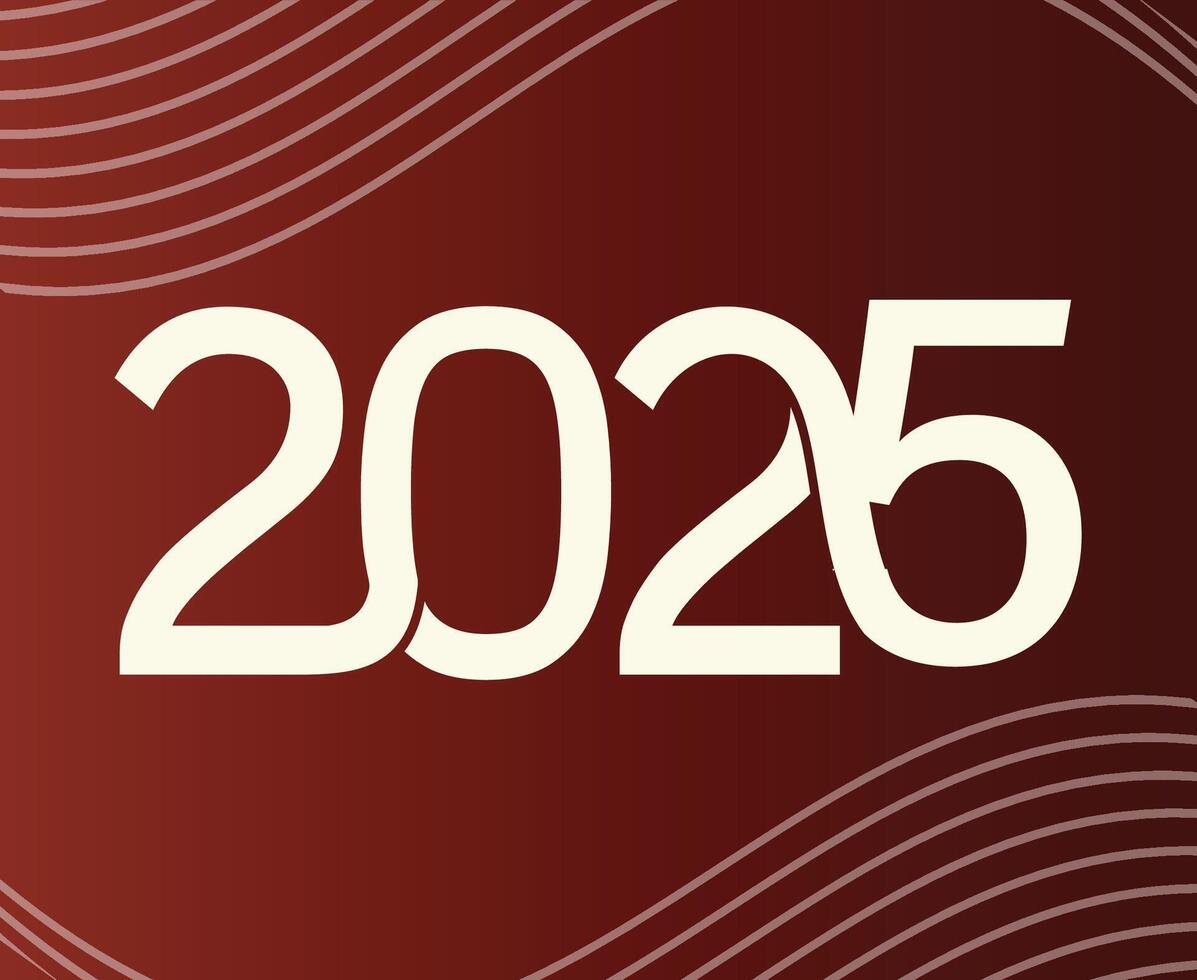 2025 Happy New Year Red And White Design Abstract Logo Symbol Illustration vector