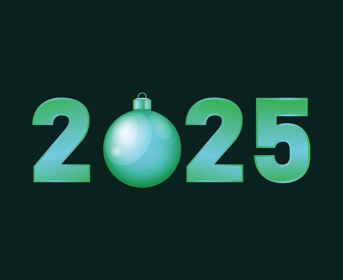 Happy New Year 2025 Abstract Festive Green Design Logo Symbol Illustration vector