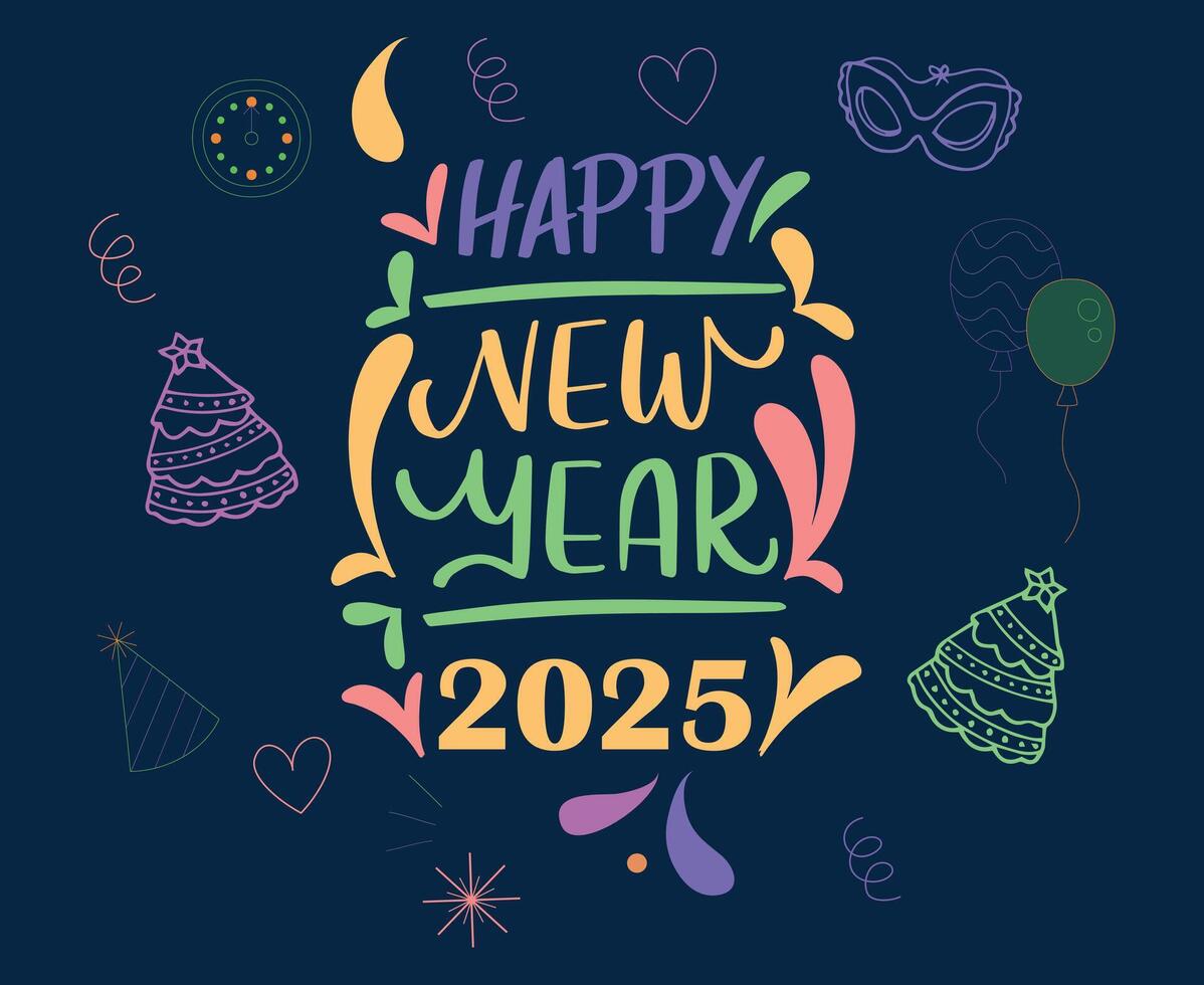 Happy New Year 2025 Abstract Colorful Festive Design Illustration vector