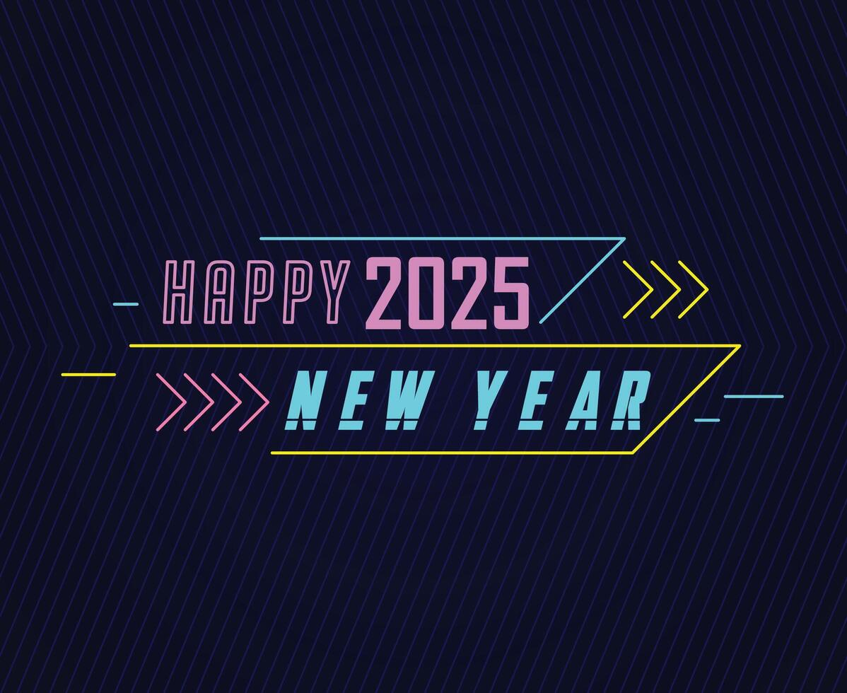 2025 Happy New Year Design Neon Elegant Abstract Logo Symbol Illustration vector