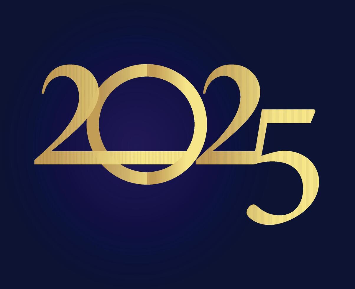 2025 Happy New Year Design Gold And Blue Festive Abstract Logo Symbol Illustration vector
