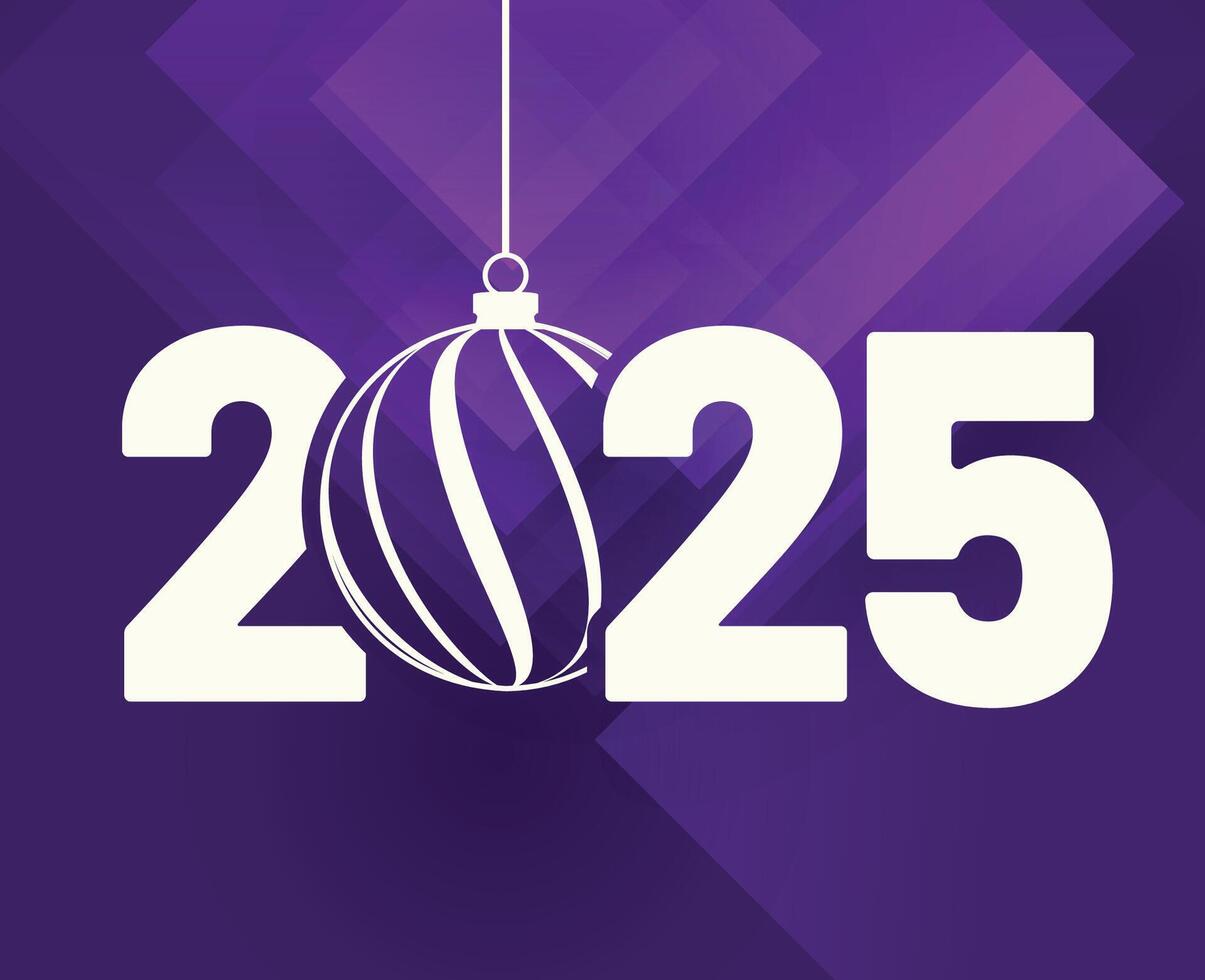 2025 Happy New Year Design Purple And White Festive Abstract Logo Symbol Illustration vector
