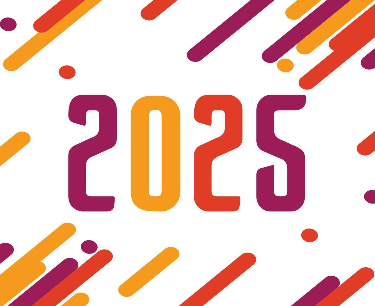 2025 Happy New Year Design Orange And Purple Abstract Logo Symbol Illustration vector