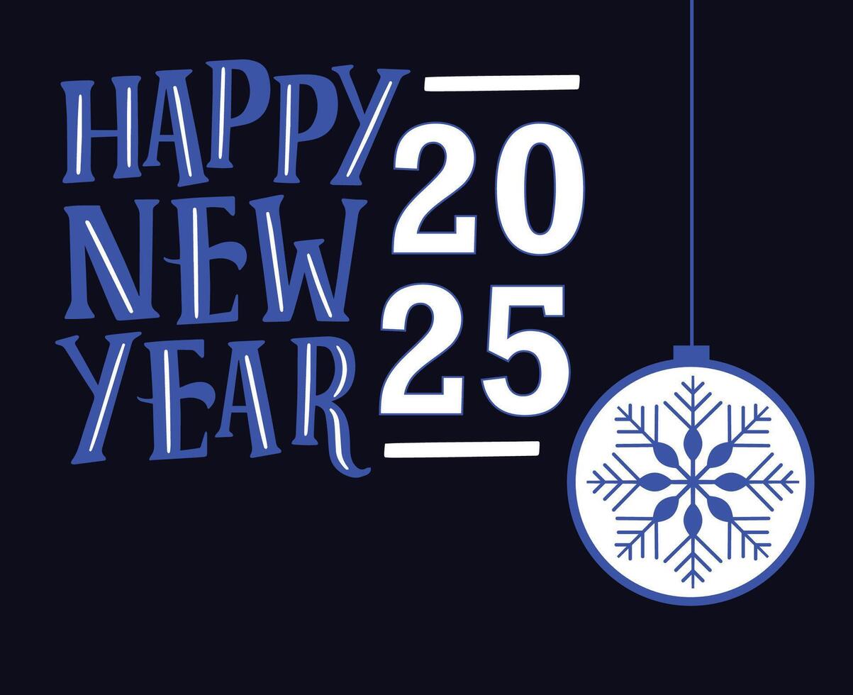 Happy New Year 2025 Design Blue And White Festive Elegant Abstract Logo Symbol Illustration vector