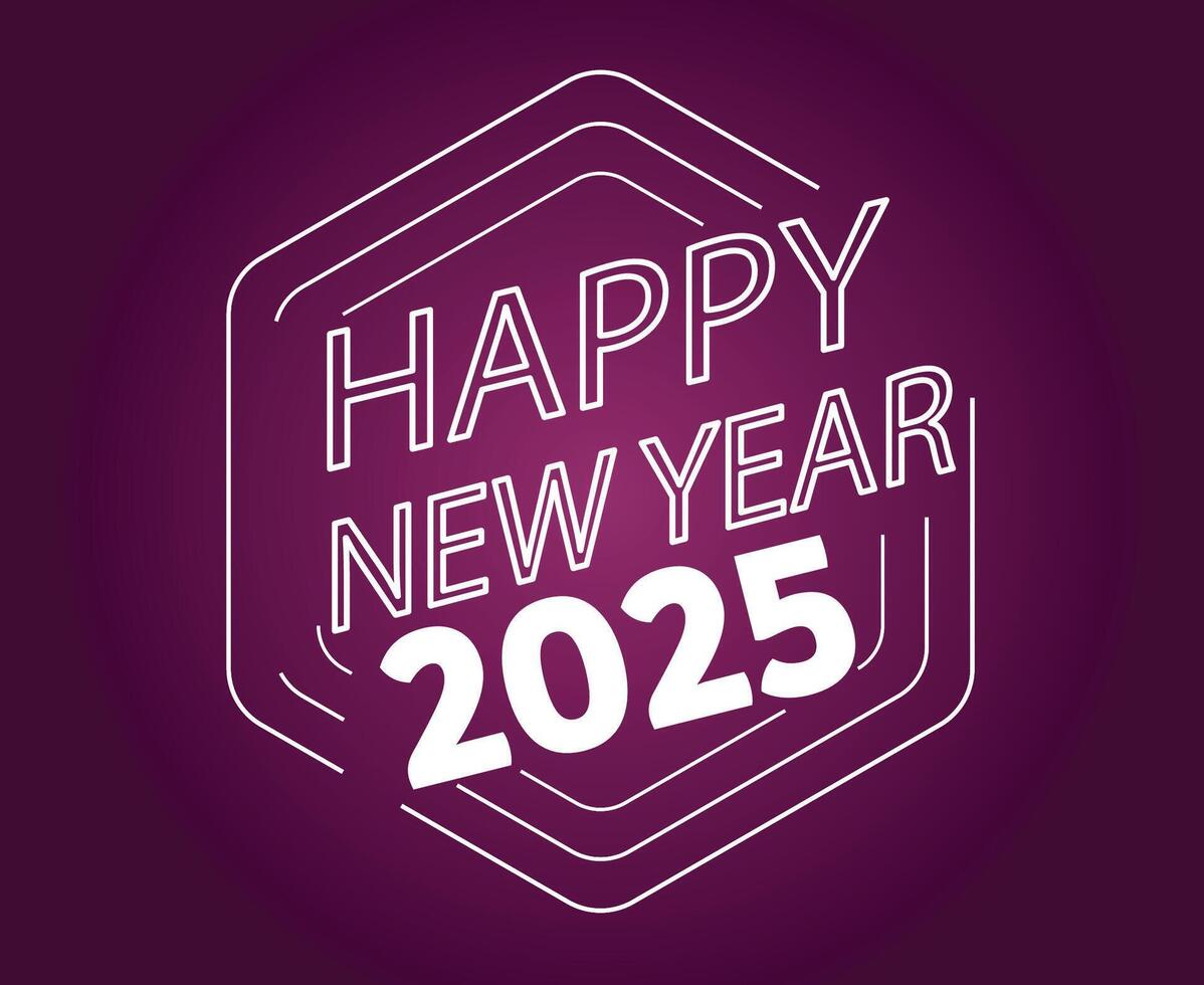 2025 Happy New Year Design Purple And White Festive Elegant Abstract Logo Symbol Illustration vector