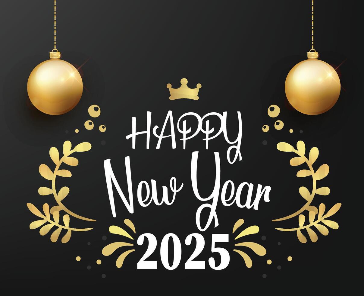 Happy New Year 2025 Design Gold Glitter Elegant Abstract Logo Symbol Illustration vector