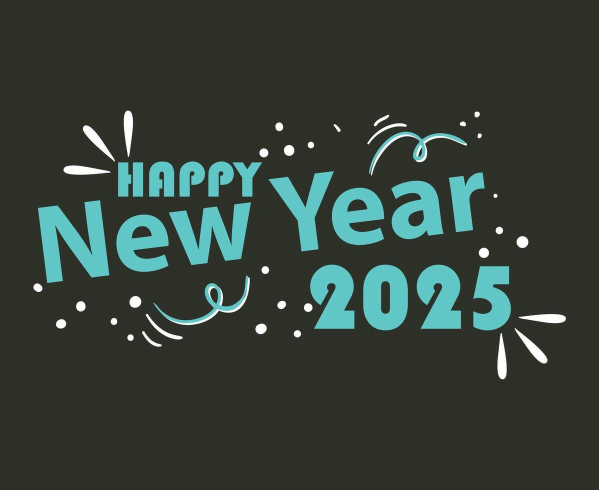 Happy New Year 2025 Design Festive Cyan And Gray Abstract Illustration vector