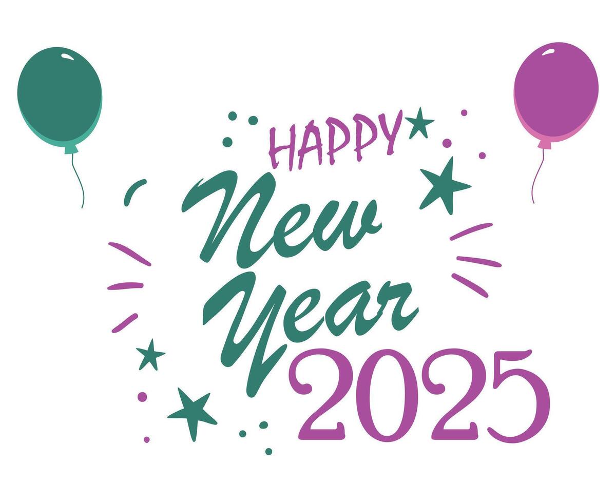 Happy New Year 2025 Abstract Purple And Green Festive Design Illustration vector