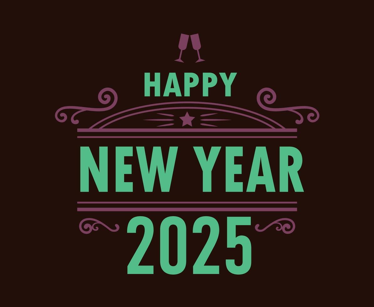 Happy New Year 2025 Design Festive Cyan And Purple Abstract Illustration vector