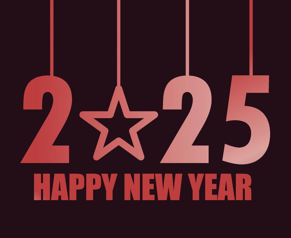 Happy New Year 2025 Design Maroon Festive Abstract Illustration vector