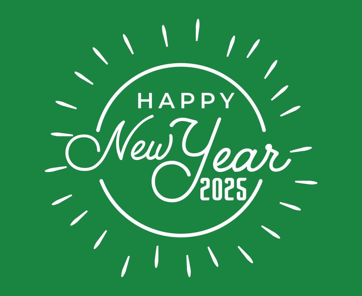 2025 Happy New Year Green And White Design Festive Elegant Abstract Illustration vector