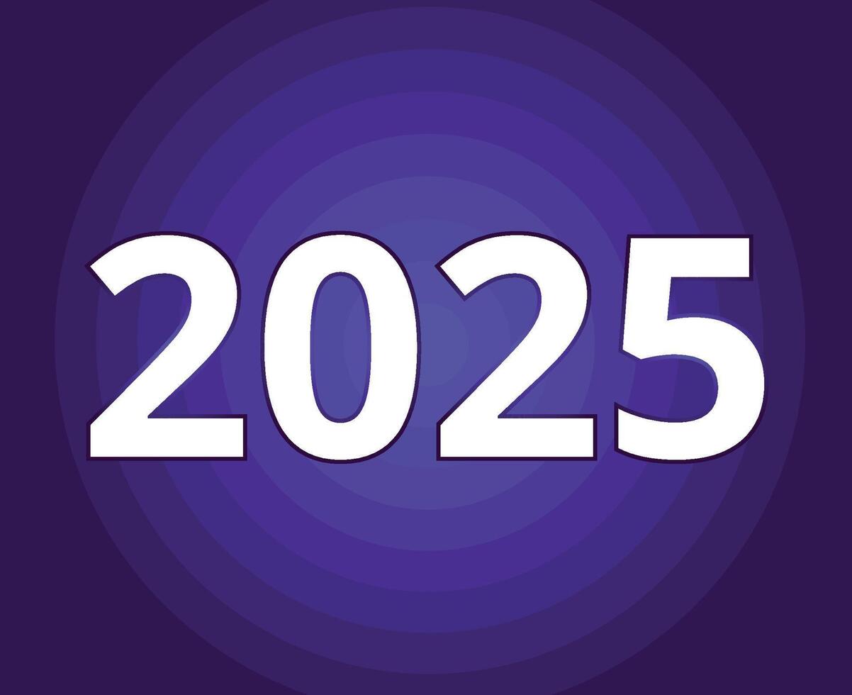 2025 Happy New Year Design Purple And White Abstract Logo Symbol Illustration vector